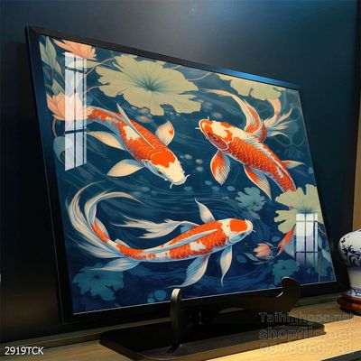 File tranh cá chép hoa sen mẫu mới nhất