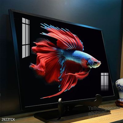 Tranh cá chép hoa sen nghệ thuật hiện đại