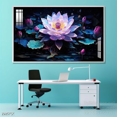 Mẫu tranh decor tường cá chép hoa sen