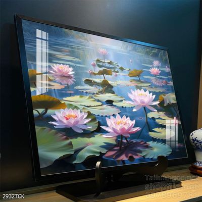 Tranh cá chép hoa sen nghệ thuật hiện đại