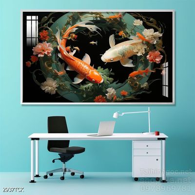 File tranh cá chép hoa sen mẫu mới nhất