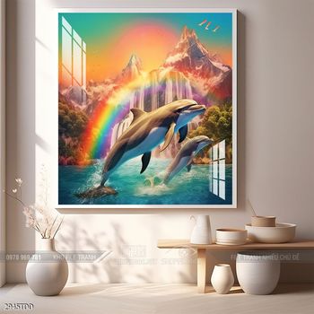 Tranh cá heo nghệ thuật độc đáo