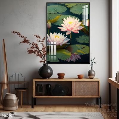 Tranh cá chép hoa sen nghệ thuật hiện đại
