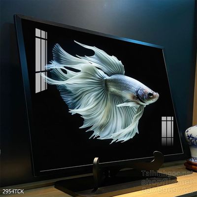 Tranh trang trí phòng khách cá chép hoa sen