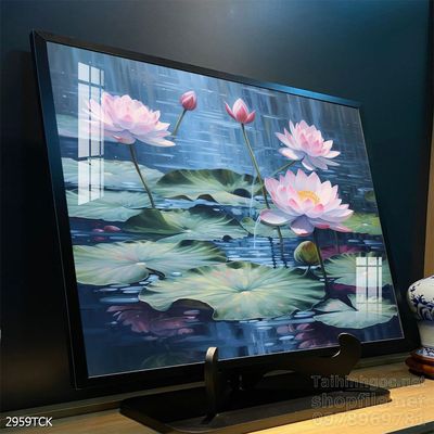 Tranh cá chép hoa sen nghệ thuật hiện đại