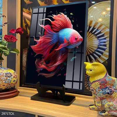 Tranh trang trí phòng khách cá chép hoa sen