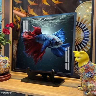 Tranh cá chép hoa sen nghệ thuật hiện đại