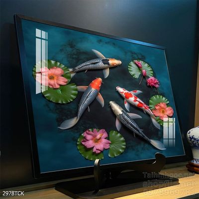 Tranh cá chép hoa sen treo tường mang nhiều ý nghĩa