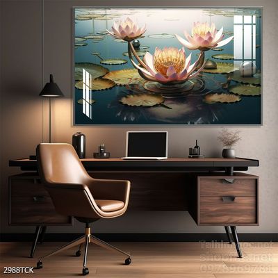 Mẫu tranh decor tường cá chép hoa sen