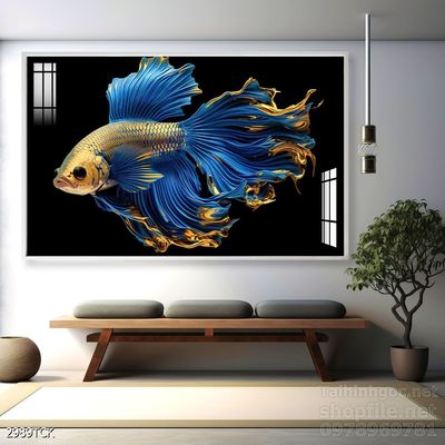 Tranh trang trí phòng khách cá chép hoa sen