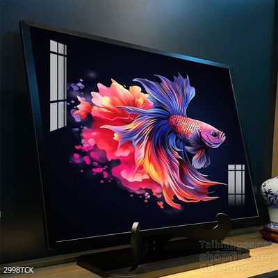 Tranh trang trí phòng khách cá chép hoa sen