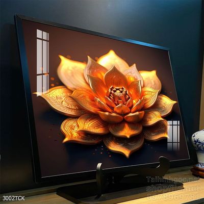 Tranh decor tường phòng khách cá chép hoa sen