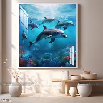 Tranh cá heo nghệ thuật độc đáo