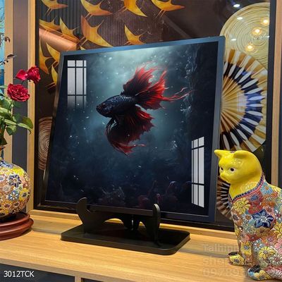 Tranh cá chép hoa sen nghệ thuật hiện đại