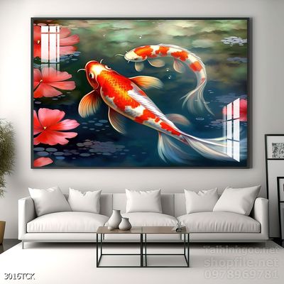 File tranh cá chép hoa sen mẫu mới nhất