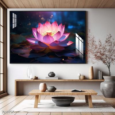 Tranh decor tường phòng khách cá chép hoa sen