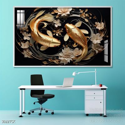 Tranh cá chép hoa sen treo tường mang nhiều ý nghĩa