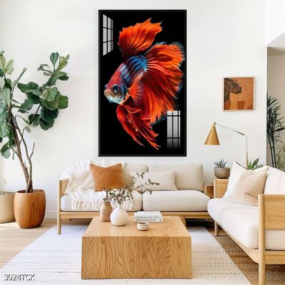 Tranh trang trí phòng khách cá chép hoa sen