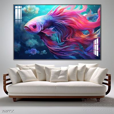 Tranh cá chép hoa sen