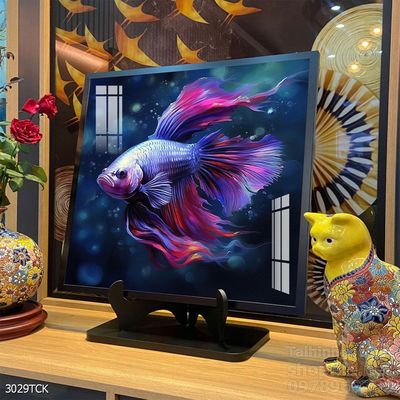 Tranh cá chép hoa sen nghệ thuật hiện đại