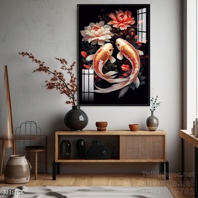 Tranh cá chép hoa sen treo tường mang nhiều ý nghĩa