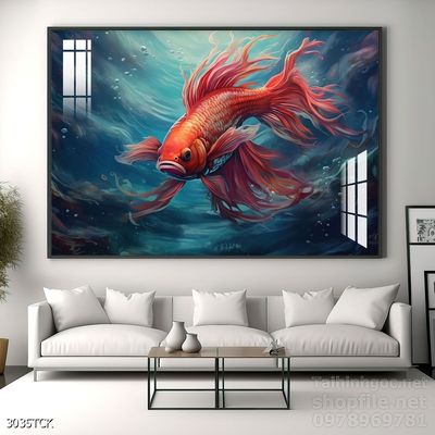 Tranh cá chép hoa sen đẹp mang nhiều ý nghĩa