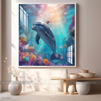 Tranh cá heo đẹp