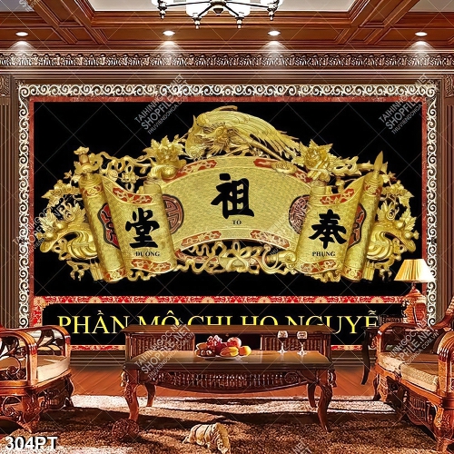 Tranh thờ tổ tiên file psd