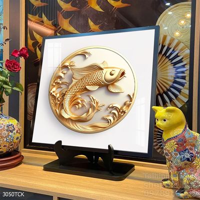 Mẫu tranh decor tường cá chép hoa sen