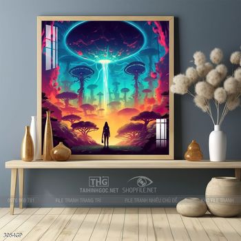 Tranh nghệ thuật phi hành gia treo trang trí tường