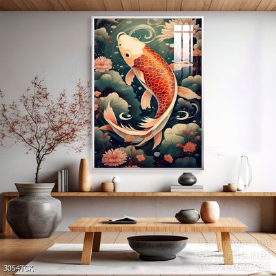 Tranh cá chép hoa sen