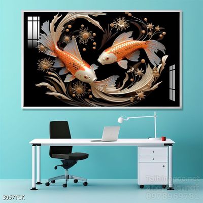 Tranh cá chép hoa sen cực đẹp