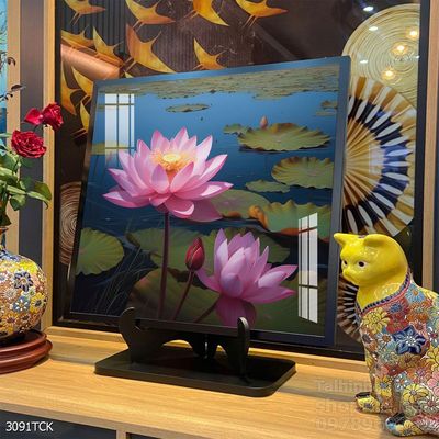 Tranh cá chép hoa sen nghệ thuật hiện đại