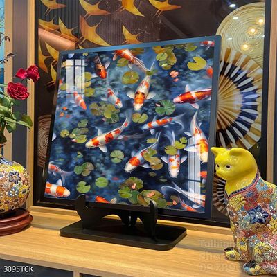 Tranh trang trí phòng khách cá chép hoa sen