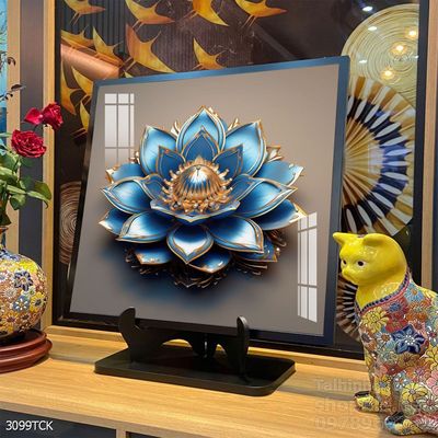 Tranh decor tường phòng khách cá chép hoa sen