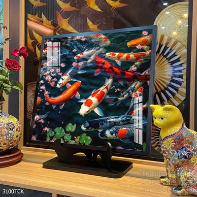 Tranh cá chép hoa sen nghệ thuật hiện đại