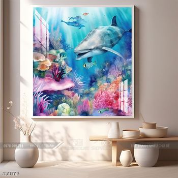 Tranh treo tường cá heo dễ thương