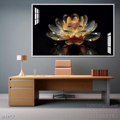 Mẫu tranh decor tường cá chép hoa sen