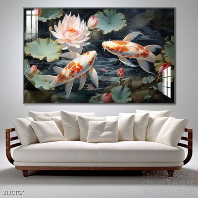 Tranh cá chép hoa sen đẹp mang nhiều ý nghĩa