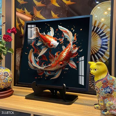 Tranh cá chép hoa sen nghệ thuật hiện đại