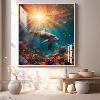 Tranh treo tường cá heo đại dương