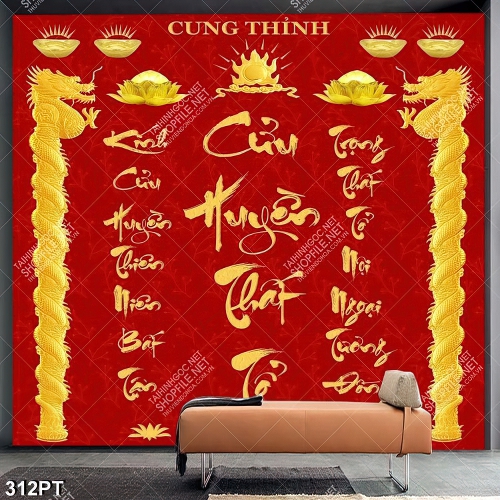 Tranh thư pháp Cửu Huyền Thất Tổ file gốc