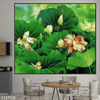 Tranh hoa sen, cá chép trang trí nghê thuật