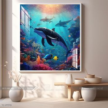 Tranh cá heo nghệ thuật độc đáo