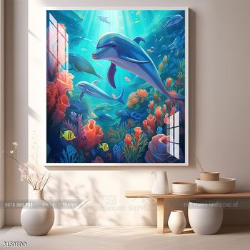 Tranh cá heo nghệ thuật độc đáo