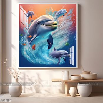 Tranh treo tường cá heo dễ thương