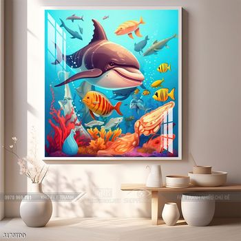 Tranh cá heo nghệ thuật độc đáo