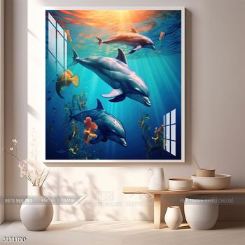 Tranh cá heo dưới lòng đại dương tuyệt đẹp