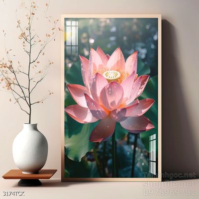 Tranh trang trí phòng khách cá chép hoa sen