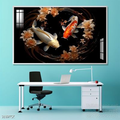 Tranh cá chép hoa sen cực đẹp